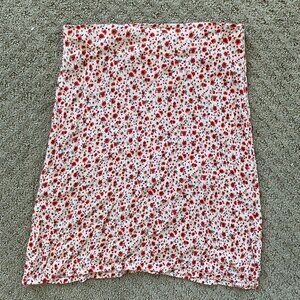 Brandy Melville Pink Red Floral Skirt